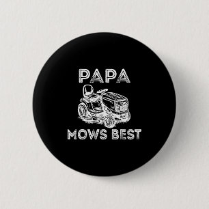 Papa Mows Funny Lawn Mower Father's Day Grandpa 6 Cm Round Badge