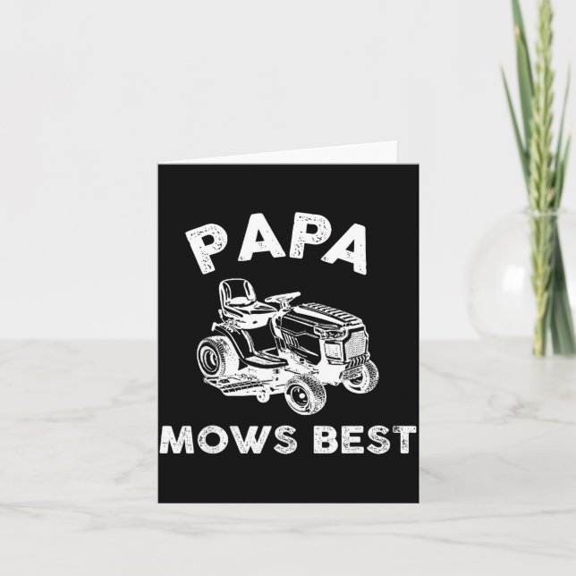 Papa Mows Funny Lawn Mower Father's Day Grandpa  Card (Front)