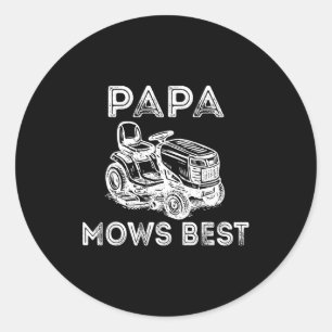Papa Mows Funny Lawn Mower Father's Day Grandpa  Classic Round Sticker