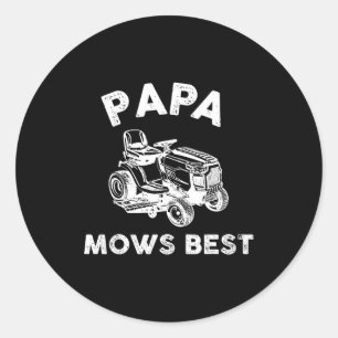 Papa Mows Funny Lawn Mower Father's Day Grandpa Classic Round Sticker