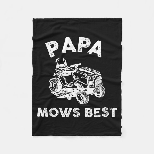 Papa Mows Funny Lawn Mower Father's Day Grandpa  Fleece Blanket (Front)