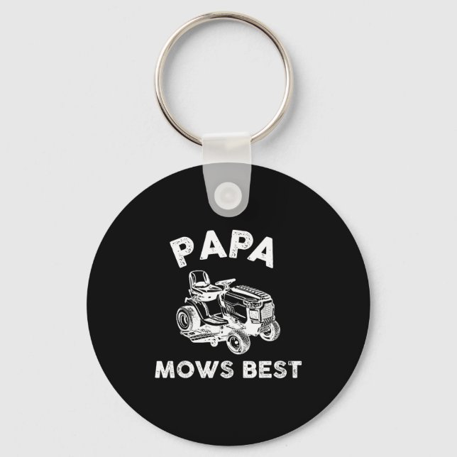 Papa Mows Funny Lawn Mower Father's Day Grandpa  Key Ring (Front)