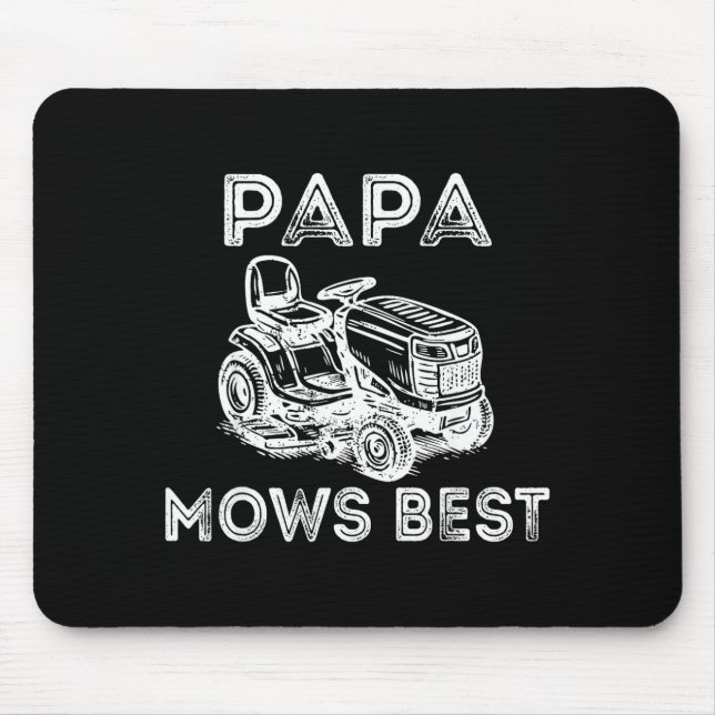Papa Mows Funny Lawn Mower Father's Day Grandpa  Mouse Mat (Front)