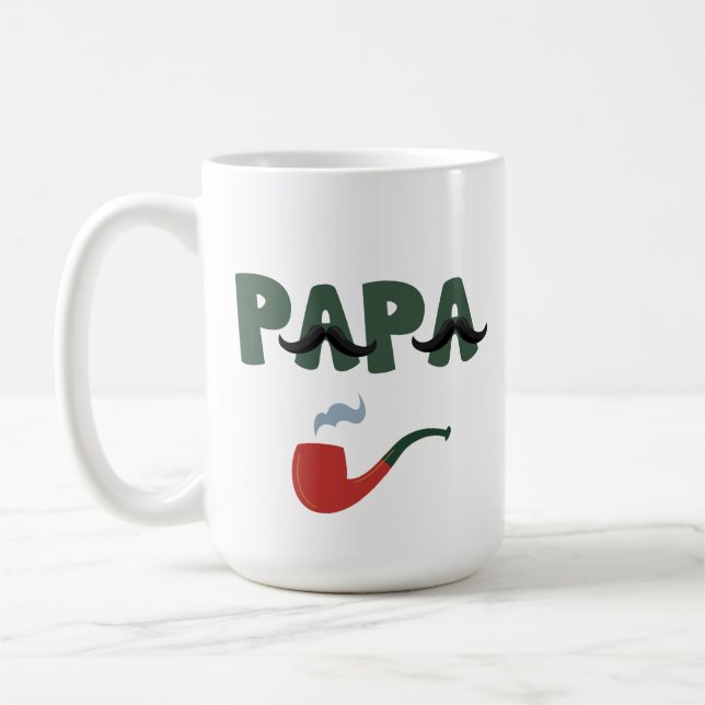 Papa mustache funny fathers day  coffee mug (Left)