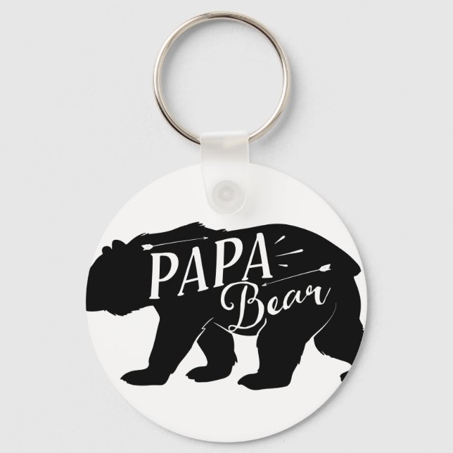 Papa Novelty Bear Funny Retro Key Ring (Front)