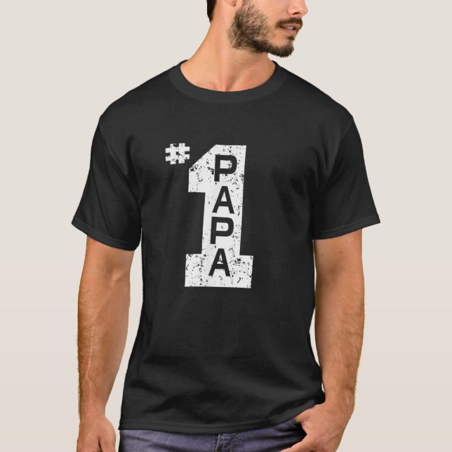 Papa Number One 1 Grandpa Fathers Day From Grandso T-Shirt (Front)