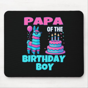 Papa Of Birthday Boy Llama Pinata Party Family Mat Mouse Mat