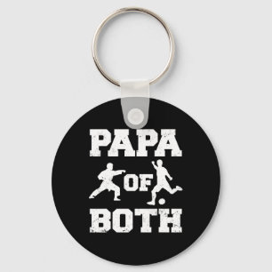 Papa Of Both Funny Soccer And Karate Papa Key Ring
