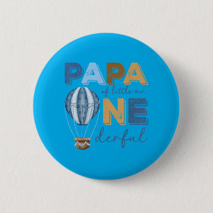 Papa Of Little Mr Onederful 1st Birthday Boy Air 6 Cm Round Badge