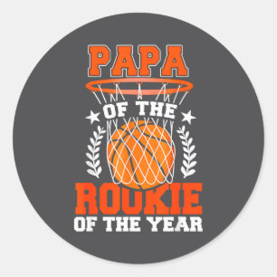 Papa Of Rookie 1st Basketball Bday Theme Matching  Classic Round Sticker
