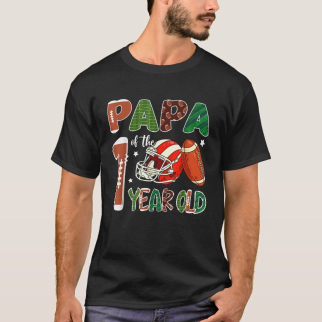 Papa Of The 1 Year Old Football Themed 1st Birthda T-Shirt (Front)