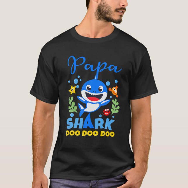 Papa Of The Baby Shark Birthday Papa Shark T-Shirt (Front)