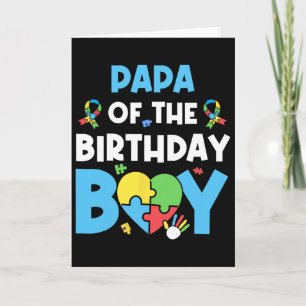 Papa Of The Birthday Boy Autism Awareness Puzzle H Card