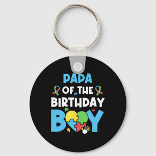 Papa Of The Birthday Boy Autism Awareness Puzzle H Key Ring
