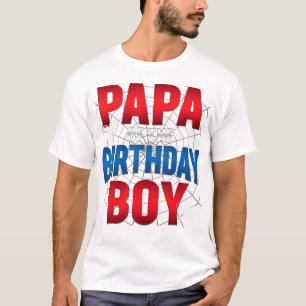 Papa Of The Birthday Boy Costume Spider Web Birthd T-Shirt