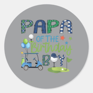 Papa Of The Birthday Boy Hole In One Golf Sport Classic Round Sticker