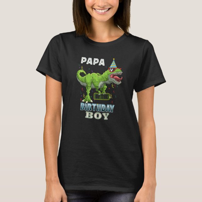 Papa Of The Birthday Boy Rex Dinosaur Birthday Par T-Shirt (Front)
