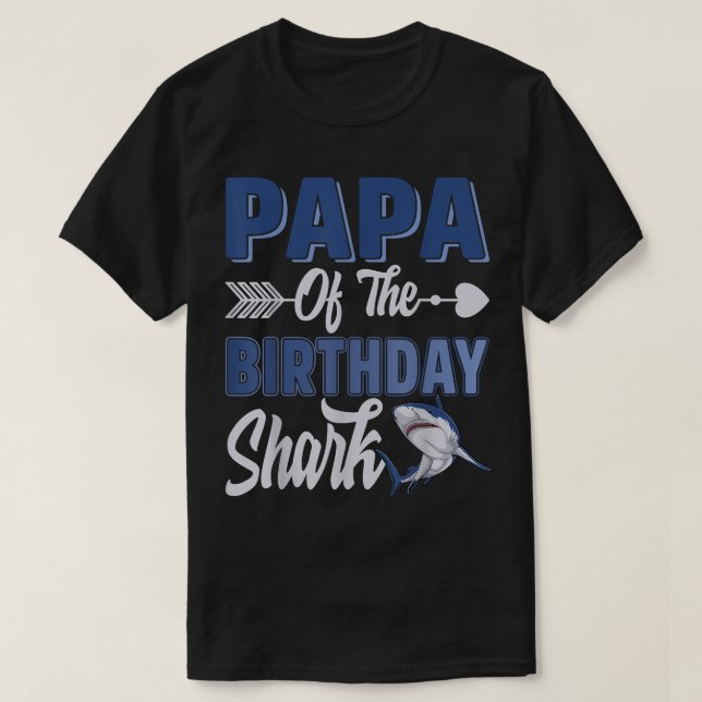 Papa Of The Birthday Boy Shark Ocean Matching Fami T-Shirt (Design Front)