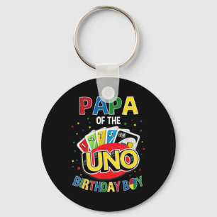 Papa Of The Birthday Boy Uno Game B-day Family Par Key Ring