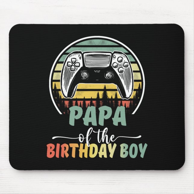 Papa Of The Birthday Boy Video Gamer Matching Fami Mouse Mat (Front)
