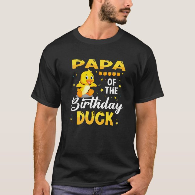Papa Of The Birthday Duck Yellow Kids Birthday Par T-Shirt (Front)