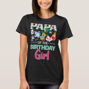 Papa Of The Birthday Girl Onederland Pink Teal Mat T-Shirt