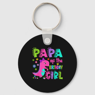Papa of the birthday girl saurus rex dinosaur key ring