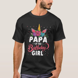 Papa Of The Birthday Girl Unicorn Girls Family Mat T-Shirt