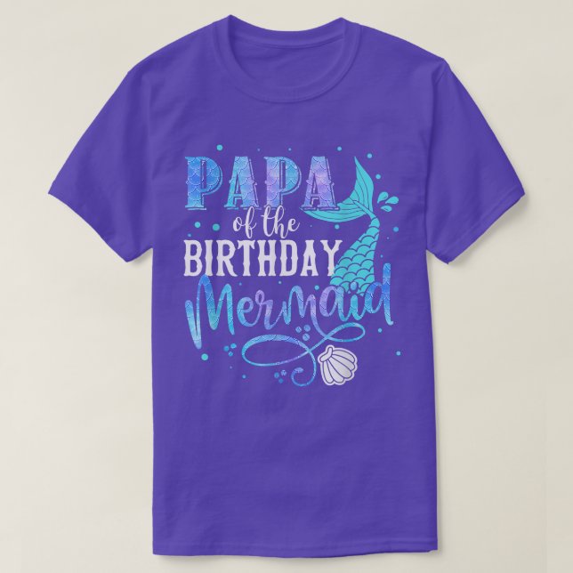 Papa Of The Birthday Mermaid Family Matching Party T-Shirt (Design Front)
