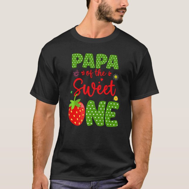 Papa Of The Birthday One Strawberry 1st Fruit  B D T-Shirt (Front)