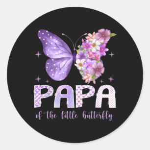 Papa of The Little Butterfly 1st Birthday Girl Classic Round Sticker