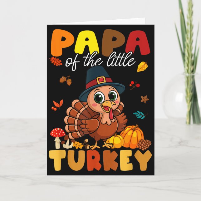 Papa Of The Little Turkey Thanksgiving Baby Shower Card (Front)