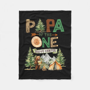 Papa of the one happy camper 1st birthday camping fleece blanket