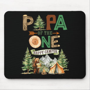 Papa of the one happy camper 1st birthday camping mouse mat