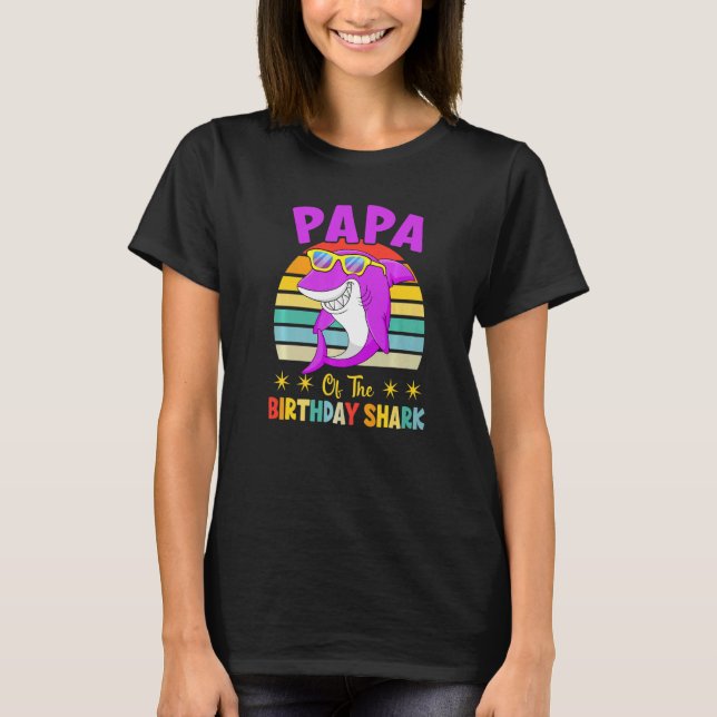 Papa Of The Shark Birthday Family Matching Birthda T-Shirt (Front)