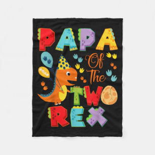 Papa of The Two Rex 2nd Birthday Boy Dinosaur Fleece Blanket