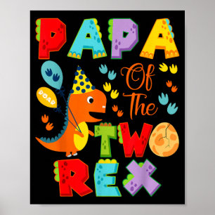 Papa of The Two Rex 2nd Birthday Boy Dinosaur Poster