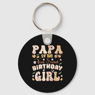 Papa of the two sweet 2nd birthday girl peach key ring