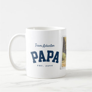 Papa one photo sporty navy blue Father's Day Coffee Mug
