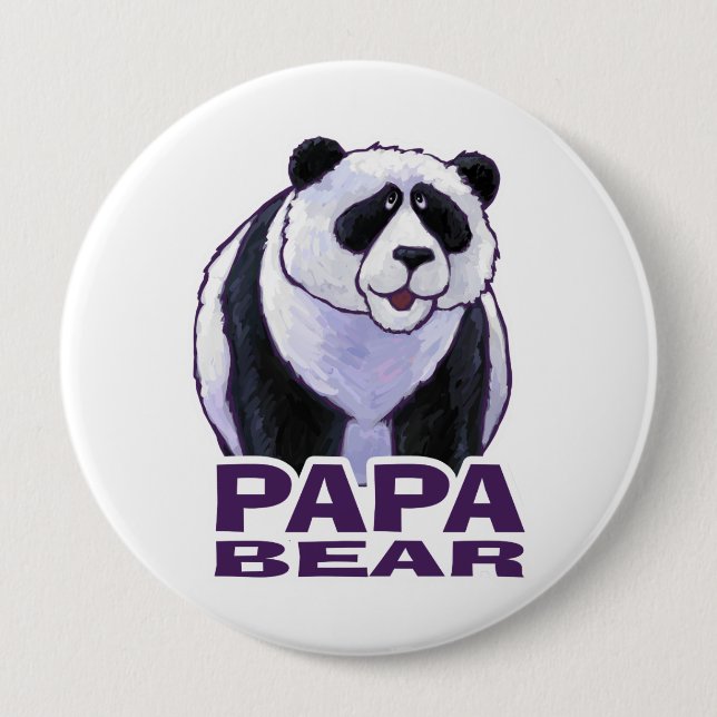 Papa Panda Bear 10 Cm Round Badge (Front)