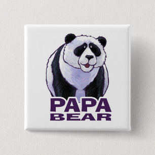 Papa Panda Bear 15 Cm Square Badge