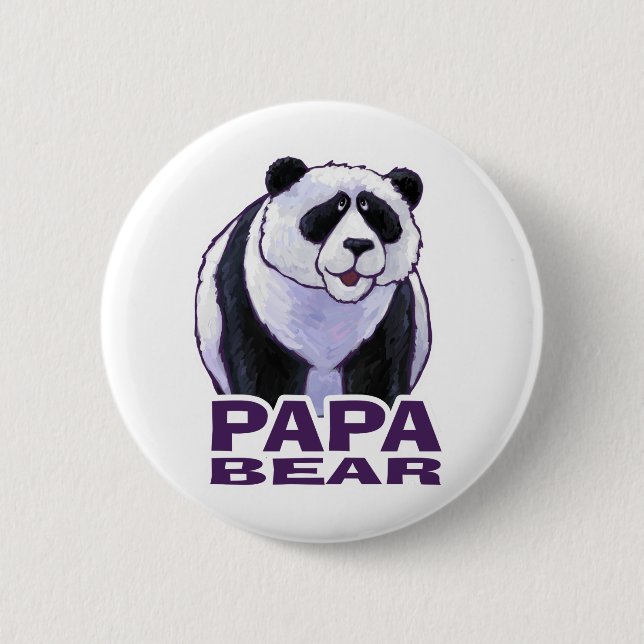 Papa Panda Bear 6 Cm Round Badge (Front)
