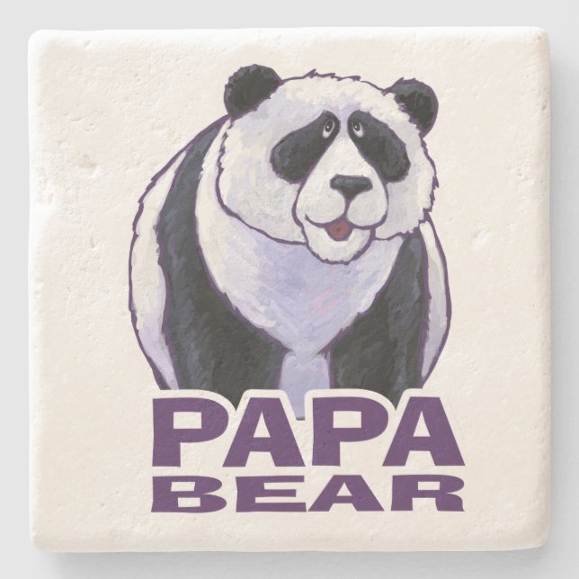 Papa Panda Bear Stone Coaster (Front)