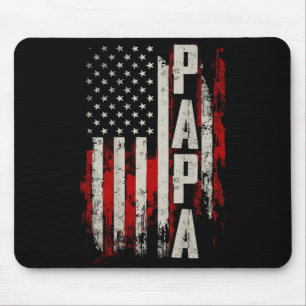 PAPA Patriotic Grandpa American Flag Fathers Day Mouse Mat