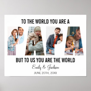 Papa Photo Collage Birthday Papa Present Daddy Poster