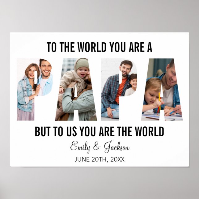 Papa Photo Collage Birthday Papa Present Daddy Poster (Front)