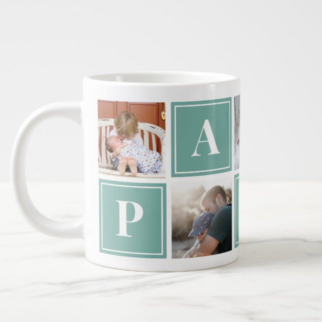Papa Photo Collage Custom Giant Coffee Mug (Left)
