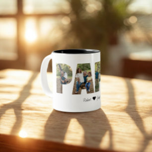 Papa Photo Collage, Father's day Gift Two-Tone Coffee Mug