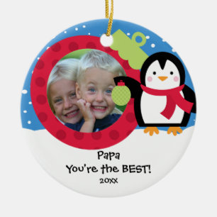 Papa Photo Penguin Christmas Ornament