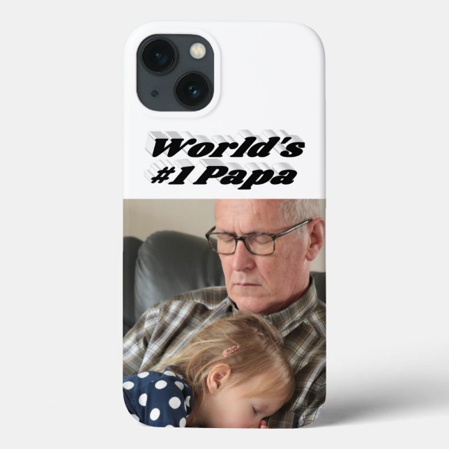Papa photo with black text  iPhone case (Back)